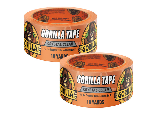 Crystal Clear Tape, 1.88' x 18 yd, 2-Pack, Weather Resistant Extra Thick Adhesive, Waterproof Backing, Grips Rough Surfaces, Ideal for Indoor or...