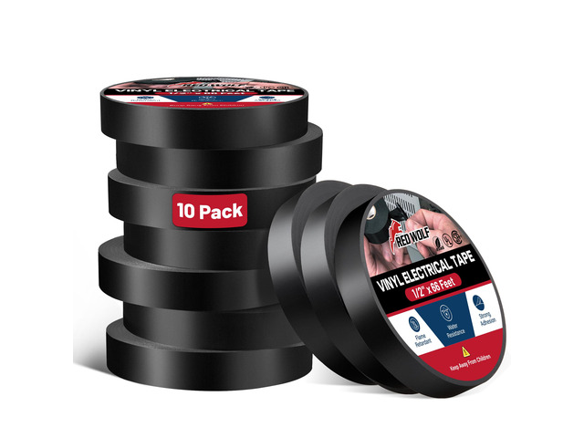 Vinyl Electrical Tape 1/2'-66Ft 10 Pack, UL CSA Listed PVC Electric Tape 7 Mil Thick Flame Retardant Strong Rubber Based Adhesive Tape Rated 600V...