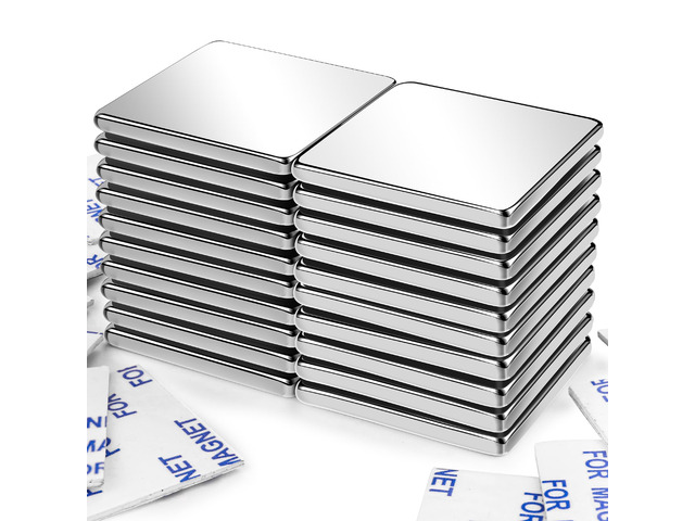 Square Magnets20 Pieces Stick on Neodymium Magnet with Adhesive 1.16 inch x 1.16 inch x 0.12 inch Pull Force Flat Rare Earth Strong Magnetic...