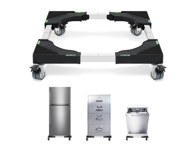 Furniture Dolly Adjustable Mini Fridge Stand with Wheels Washing Machine Stand Mobile Roller with 4 Locking Swivel Wheel Universal Mobile Base...