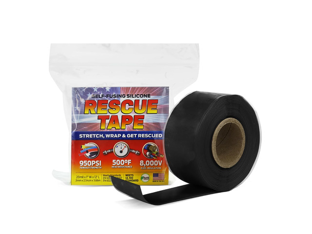 Rescue Tape, Self-Fusing Silicone Repair Tape, 1 in x 12 ft, Black Self-Fusing Silicone Tape, Waterproof Seal, Leak Repair, Heat Resistant,...