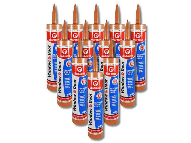 084630 Window & Door Siliconized Acrylic Caulk, Cedar, 10.1 oz, Pack of 12, Made in USA