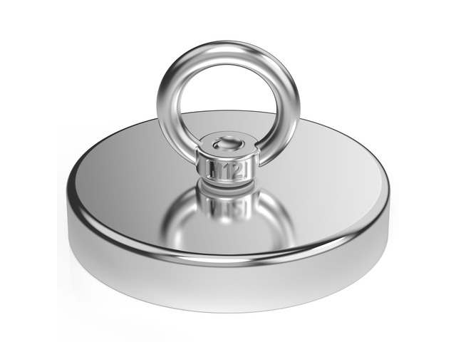 Fishing Magnet 4.72' Diameter Over 1700 Lbs Pulling Force Strong Neodymium Magnet Heavy Duty, Rare Earth Magnets with Eyebolt for Magnetic Fishing,...