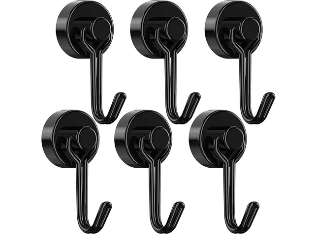 Magnetic Hooks, Neodymium Magnets Hook Heavy Duty 30LBS with Rust Proof for Fridge, Refrigerator, Oven, Grill, BBQ, Key, Tools Holder, Utensil,...