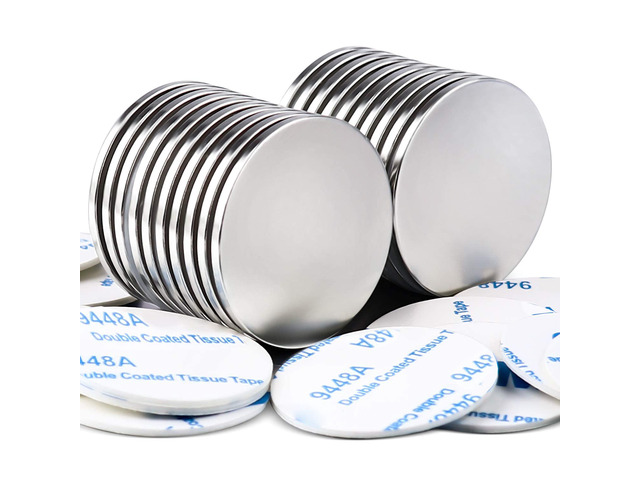 20 Pack Strong Neodymium Disc Magnets with Adhesive Backing Silver Round Powerful Permanent Rare Earth Magnets, Heavy Duty Magnet for Fridge, DIY,...
