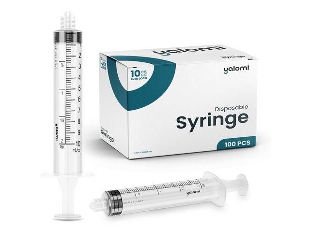 10mL Luer Lock Syringe (No Needle) 100 Pack Sterile & Individually Wrapped Professional, Industrial & Personal Use