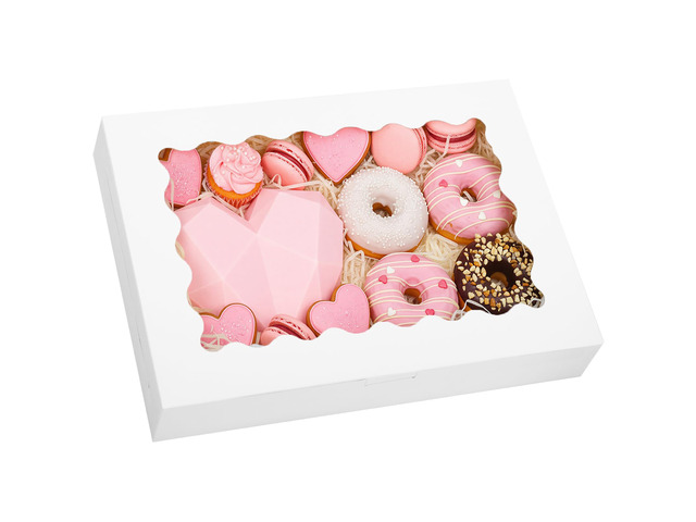 60pcs Bakery Boxes with Window, 14x10x2.5 Inch White Treat Boxes