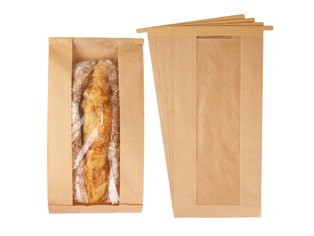 200 Pcs Long Paper Bread Bags with Tabs for Homemade Sourdough Resealable Bakery Bags with Window for Oval Sourdough Bread, Loaves, Pastries,...