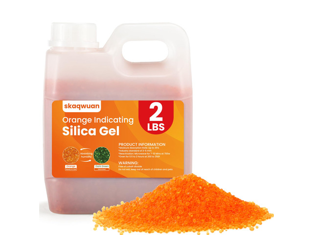 2 LBS Orange Indicating Silica Gel Desiccant Beads, Industry Standard 3-5mm Reusable Desiccant, for 3D Printer Electronics Camera Jewelry Paintings