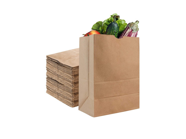 52 lb Kraft Brown Paper Bags (50 Count) Bulk Large Grocery Bags for Shopping