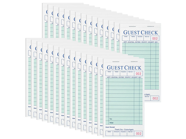 30 Pack Server Books, Guest Check Books for Servers, Green