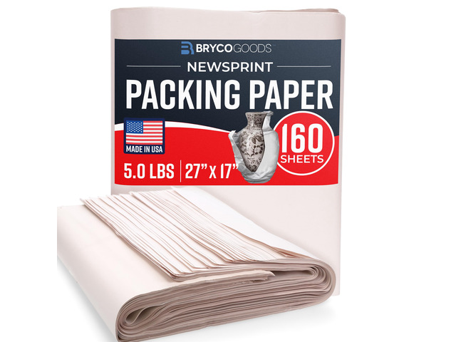Newsprint Packing Paper Sheets for Moving - 5lb - 160 Sheets of Newspaper Paper - Must Have in Your Moving Supplies - 27' x 17' - Made in USA
