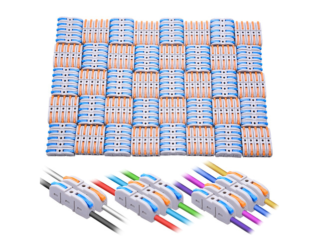 Lever Wire Connectors, 200-Piece Inline Wire Connectors kit for Quick Connect, Push in Compact Splicing Electrical Butt Terminals for Circuit...
