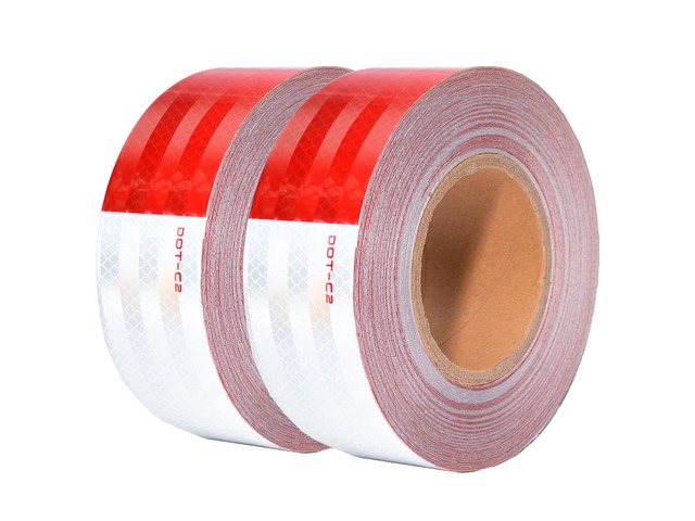 DOT-C2 Reflective Tape 2 Inch x 200 Feet Red White Reflective Tape Outdoor Waterproof Conspicuity Strong Adhesive Reflector Tape Warning Safety...