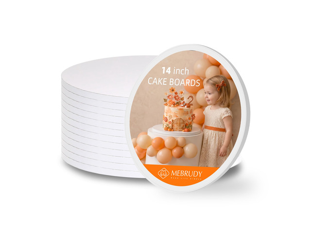 12 PCS Cake Boards 14 Inch Round 1/2 Inch Thick Sturdy Cake Drums, Food Grade White Cardboard, Base Para Pastel, Wedding, Party, Bakery Home Display