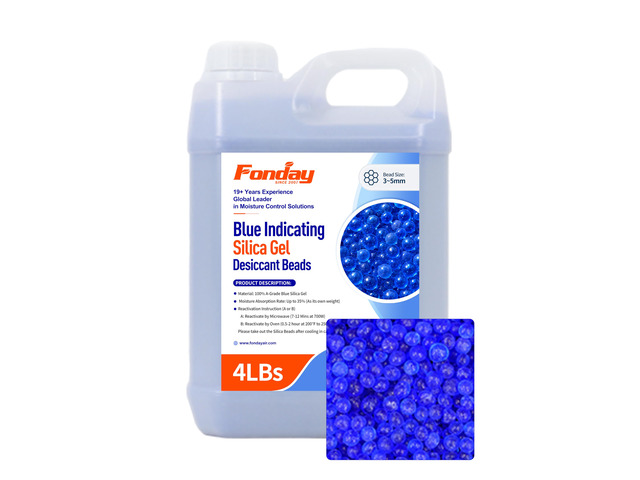 4LBS Premium Moisture Indicating Silica Gel Desiccant Beads (Blue) Rechargeable, Industry Standard Bead Size 3 to 5mm