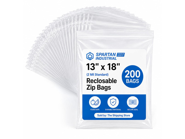 13 X 18 (200 Count) 2 Mil Clear Reclosable Zip Plastic Poly Bags with Resealable Lock Seal Zipper