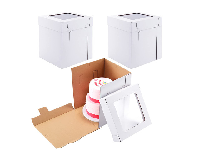 Tall Cake Boxes for Tier Cakes,10x10x12 Inch 10Pack Thick Sturdy Cake Box with Window,Layer Cake Carrier,Disposable Cake Containers