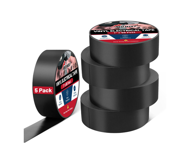 1' x 66Ft Vinyl Electrical Tape 5 Roll, UL CSA Listed PVC Electric Tape 7 Mil Thick Flame Retardant Strong Rubber Based Adhesive Tape Rated 600V...