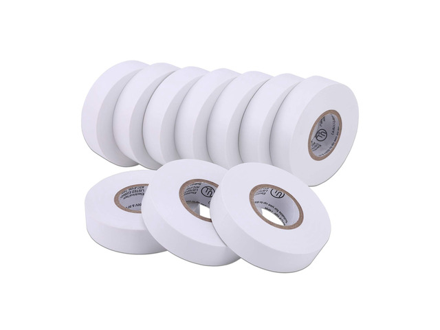 10-Pack White Electrical Tape Waterproof, 3/4 in x 66ft, Industrial Grade UL/CSA Listed High Temp Electrical Tape Electric Super Vinyl