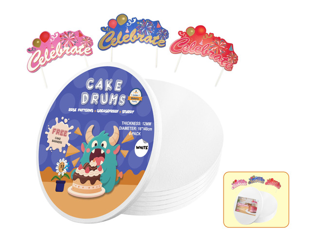 16 Inch Cake Drums,6 Pack Cake Boards 16 Inch Round Smooth-Edged Cake Base 16 Inch Cake Drums,Banner Cake Topper,1/2 Inch Thick Cake Boards 16...
