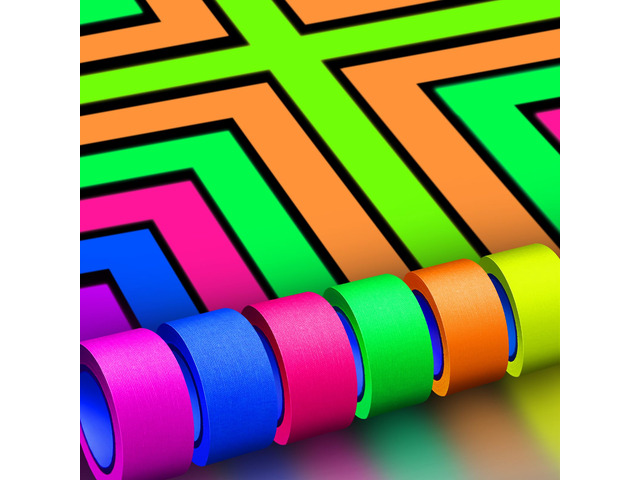 6 Colors Neon Gaffer Cloth Tape Fluorescent Rainbow Color UV Blacklight Tape Neon Duct Reflective Tapes for UV Party Theatres Staged Dark Areas(1...