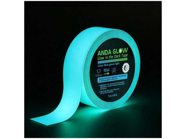High Brightness Glow in the Dark Tape for Safety Marking, Art Craft DIY, Halloween Deco and Party Accessories. Non-Toxic Adhesive, Waterproof...