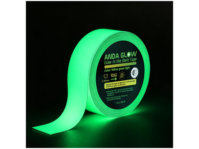 High Brightness Glow in the Dark Tape for Safety Marking, Art Craft DIY, Halloween Deco and Party Accessories. Non-Toxic Adhesive, Waterproof...