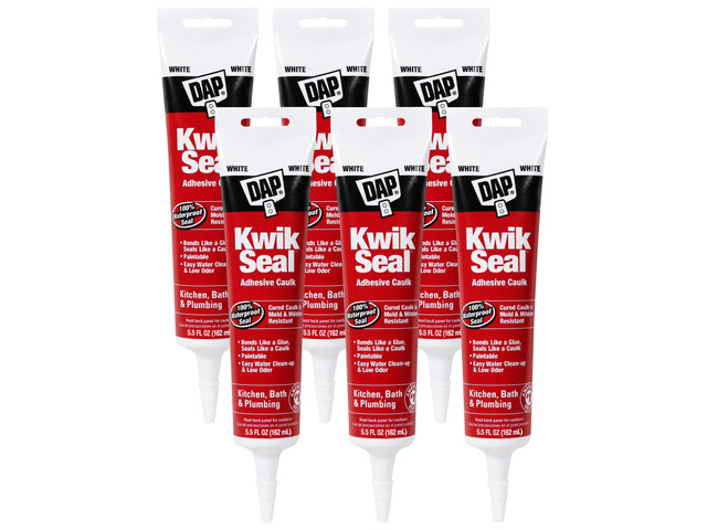 18001 6 Pack 5.5 oz. Kwik Seal Kitchen and Bath Adhesive Caulk, White