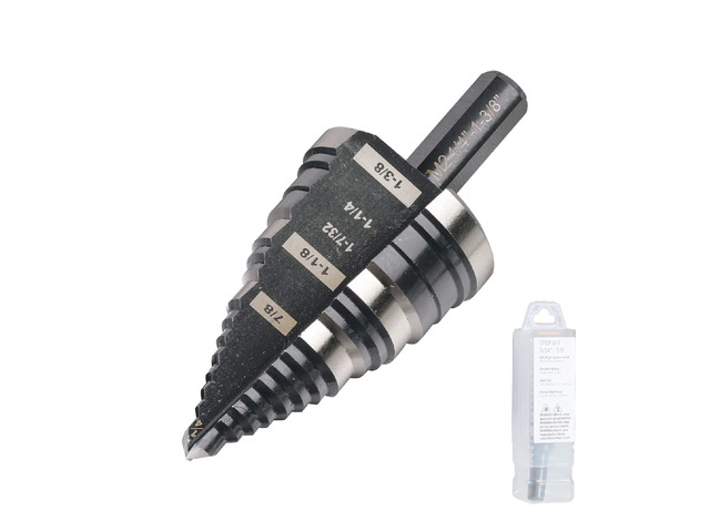 1/4'-1-3/8' M2 Step Drill Bit Unibit for Hole Drilling 5 Sizes M2 High Speed Steel; Fast, Clean Cuts in Stainless Steel, Copper, Aluminum, Wood,...