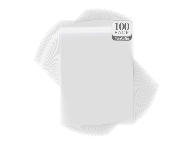 18x24 Inch Crystal Sealed Clear Plastic Sleeves,100 Pack Resealable Adhesive,Clear Stoarge Bags,For Pictures,Photos,Framing Mat Mattes, 18-7/16' x...