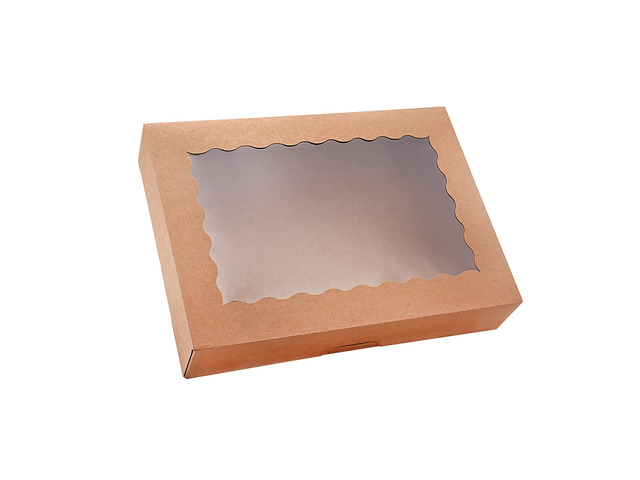 50-Pack Bakery Boxes with Window, 12' x 8' x 2.5' Cookie Boxes, Treat Boxes, Large Donut Boxes for Muffins and Pastries (Brown)