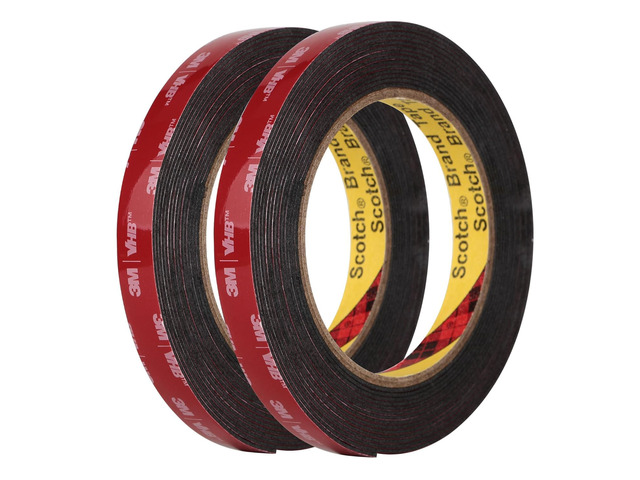 3M 5925 Mounting Tape, 2 Pack 0.5 in Black Foam Adhesive High Bond 0.025 in Foam Tape, Waterproof Adhesive for Decor, Frames, Logos, Trim, And...