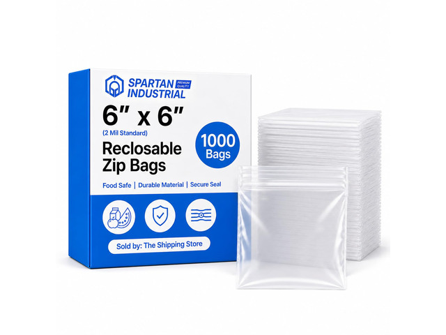 6 X 6 (1000 Count) 2 Mil Clear Reclosable Zip Plastic Poly Bags with Resealable Lock Seal Zipper