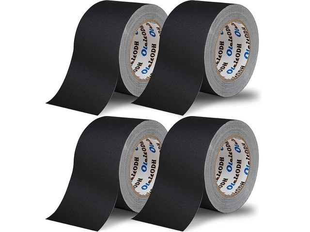 4 Pack Black Grade Gaffer Tape 4 Inch x 30 Yards, Floor Tape for Electrical Cords Cable Tape, Waterproof Rubber Adhesive No Residue Non-Reflective...