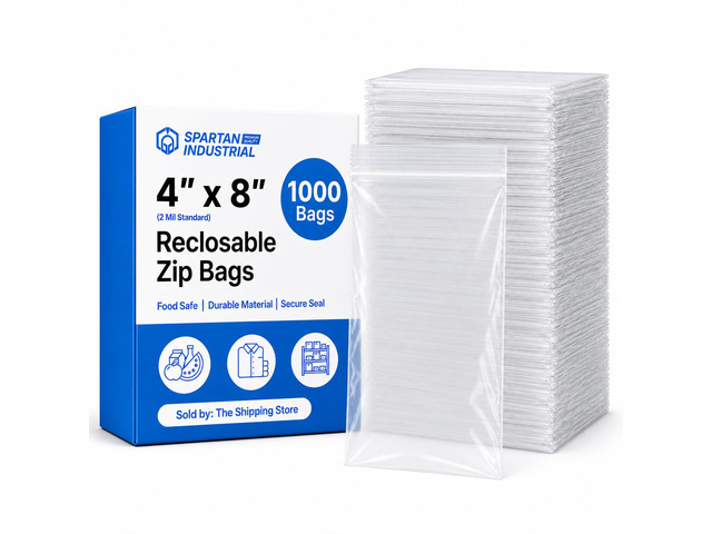 4 X 8 (1000 Count) 2 Mil Clear Reclosable Zip Plastic Poly Bags with Resealable Lock Seal Zipper