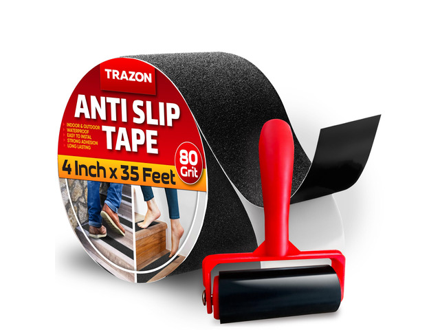 Grip Tape - Heavy Duty Anti Slip Tape for Stairs Outdoor/Indoor Waterproof 4Inch x 35Ft Safety Non Skid Roll for Stair Steps Ramp Traction Tread...