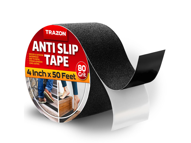 Grip Tape - Heavy Duty Anti Slip Tape for Stairs Outdoor/Indoor Waterproof 4Inch x 50Ft Safety Non Skid Roll for Stair Steps Ramp Traction Tread...