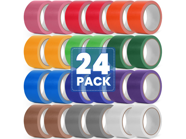 24 Pack Rainbow Colored Duct Tape, 12 Colors 10 Yards x 2 Inch Duct Tape Heavy Duty Duct Tape, Waterproof, Tear by Hand, No Residue Colorful Duct...