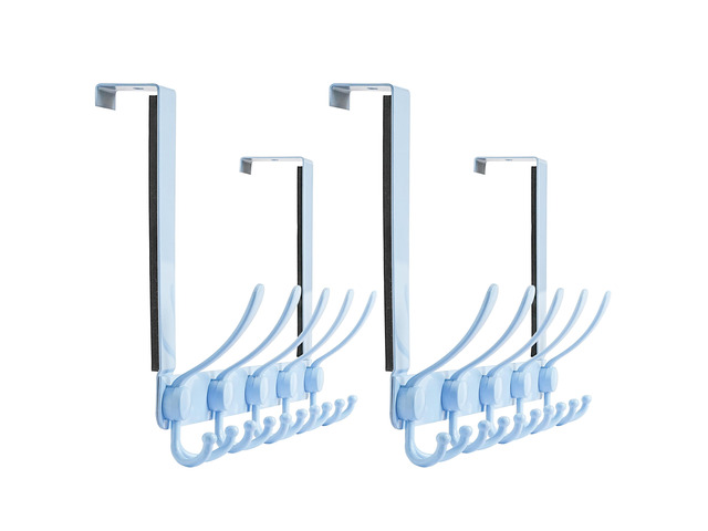 Over The Door Hook Hanger - Fits 1 3/8' to 1 3/4' Standard Doors 5 Tri Hooks Heavy Duty Towel/Coat Rack Door Organizer for Clothes, Jackets,...