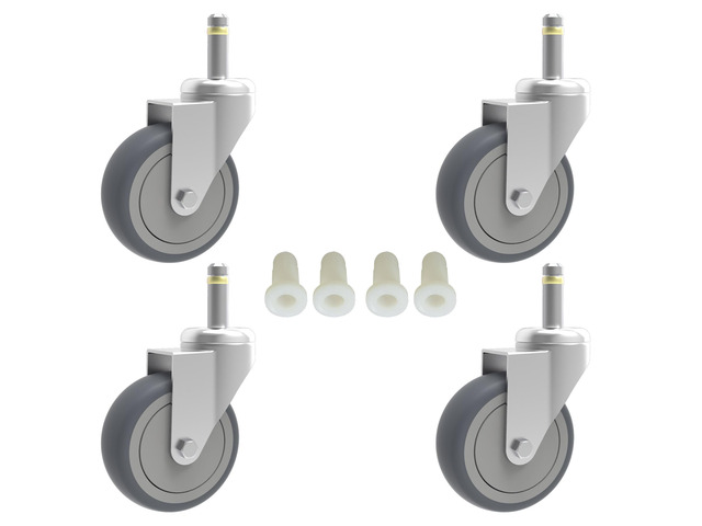 3-Inch Swivel Stem Caster, 7/16-Inch Stem Diameter Rubber Wheel, Heavy Duty TPR Replacement Wheels for Rubbermaid Mop Bucket Cart Grill Casters - 4...