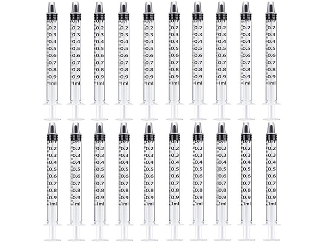 White 200 Pcs 1ml 1cc Plastic Syringe No Needle Syringe for Pets Oral For use in Oil or Glue Applicator, Measuring or Transfering Tiny Amount of...