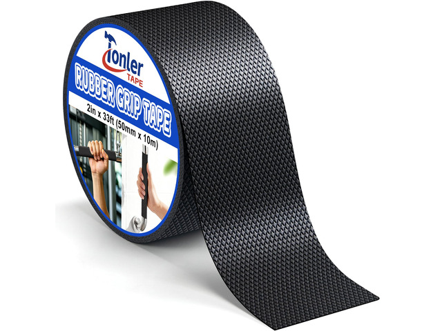 Black Anti-Slip Rubber Grip Tape 2' x 33FT High Adhesive Waterproof Textured non-slip cushion pad for tool handles, heat resistant wear-proof, easy...
