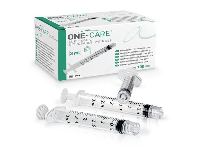 Luer-Lock Syringe, 3 mL, 100 Count, Blister-Packed Secure Luer-Lock Tip, Precise Dosing Graduation, High-Transparency Barrel, Smooth Plunger Action