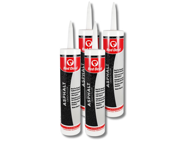 0637 Asphalt Crack Filler Sealant Black Acrylic Driveway Sealer for Cracks & Joints, Forms a Water-Resistant Seal, 10.1 fl oz, Pack of 4, Made in USA