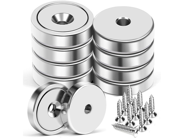 Magnet 150LB+ Neodymium Cup with Super Strong Attraction Heavy Duty Pot Magnets with Hole for Mounting Rare Earth Magnet with Screw for Hanging...
