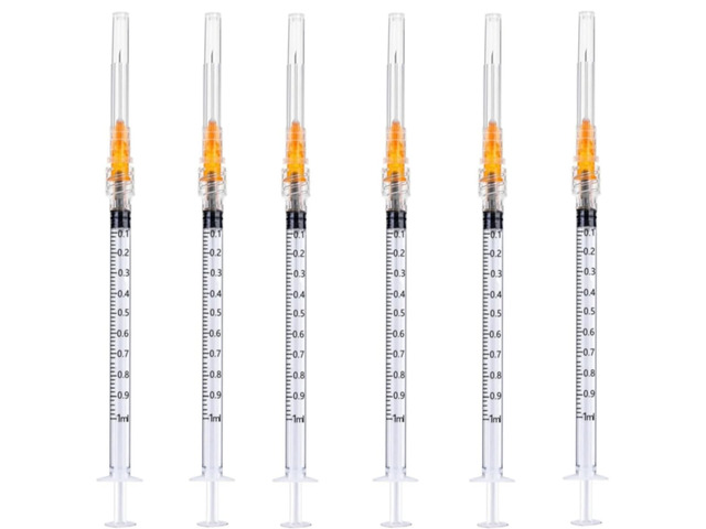 100 Pack 1ml 25 Gauge 5/8 Inch, for Scientific Labs, Industrial Dispensing and Liquid Measuring Supplies, Individually Sealed Packaging