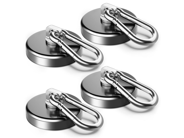 Heavy Duty Magnetic Hooks, 170 LBS Magnet Hooks for Hanging, 4 Pack Magnetic Hooks with Swivel Carabiner, Strong Magnetic Hooks for Office Locker,...