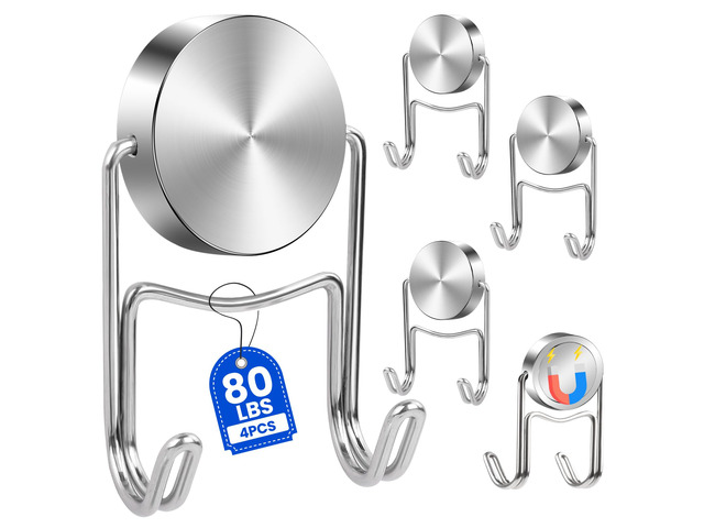 Magnetic Hooks for Cruise Cabins 80Lbs+ Heavy Duty Magnet Hook Strong Magnets Hanging Hooks for Refrigerator Grill Toolbox Cabins Outdoor 4 Pack...