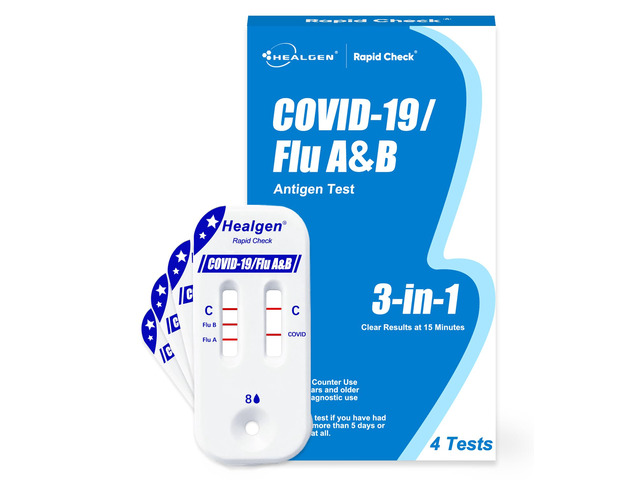 Rapid Check COVID-19, Flu A & B Antigen Test Kit, The First FDA Authorized OTC 3-in-1 Flu & COVID Home Test, Easy to Read Dual Windows, Results in 15...